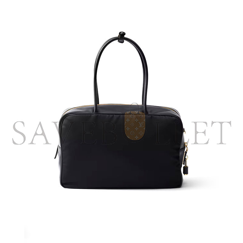 Pra*a large re-nylon and leather top-handle bag with padlock 1bb131 (34*23*10cm)